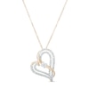 Thumbnail Image 1 of Two in Love 1/2 CT. T.W. Diamond Crossover Ribbon Tilted Double Loop Heart Pendant in 10K Gold – 19"