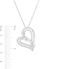 Thumbnail Image 3 of Two in Love 1 CT. T.W. Diamond Crossover Ribbon Tilted Double Loop Heart Pendant in 10K White Gold – 19"