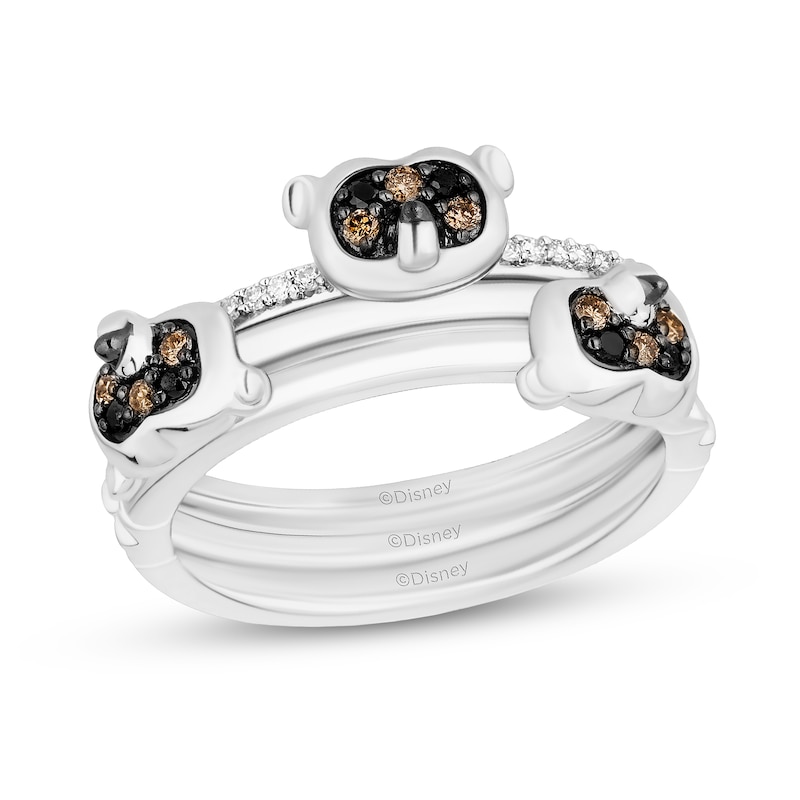 Main Image 1 of Enchanted Disney Merida 1/20 CT. T.W. Black and Champagne Diamond Three Piece Ring Set in Sterling Silver - Size 7