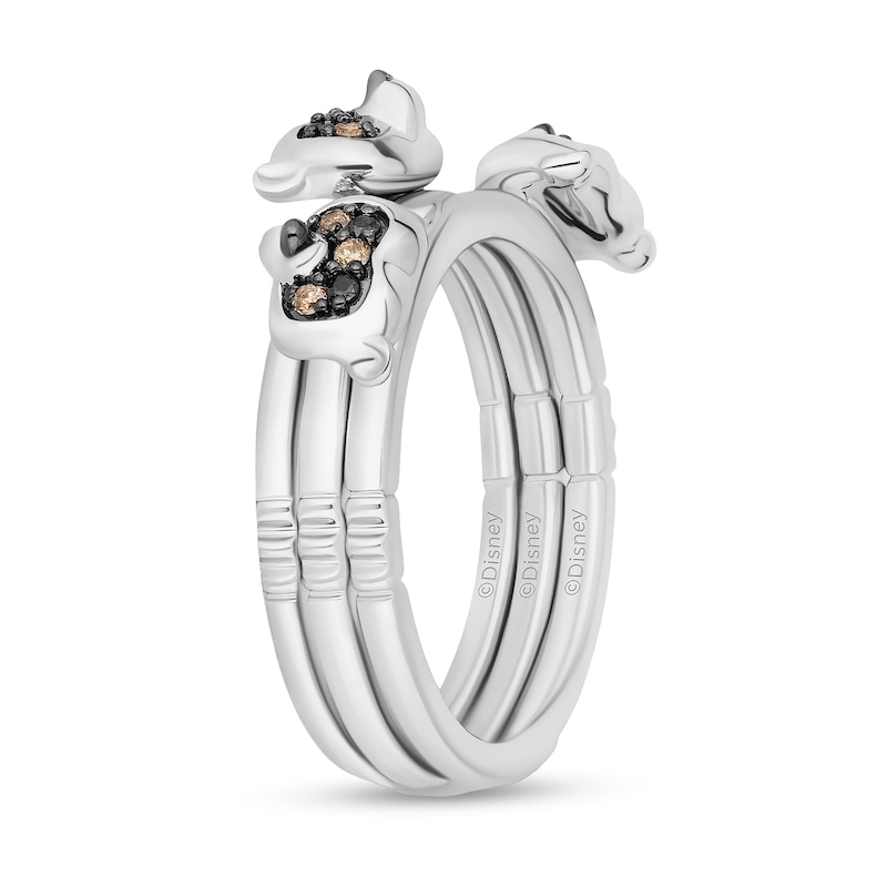Main Image 2 of Enchanted Disney Merida 1/20 CT. T.W. Black and Champagne Diamond Three Piece Ring Set in Sterling Silver - Size 7
