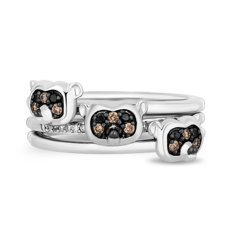 Main Image 3 of Enchanted Disney Merida 1/20 CT. T.W. Black and Champagne Diamond Three Piece Ring Set in Sterling Silver - Size 7