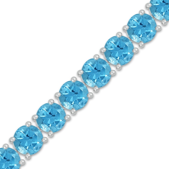 5.0mm Swiss Blue Topaz Tennis Bracelet In Sterling Silver - 7.5