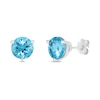 7.0mm Swiss Blue Topaz Solitaire Stud Earrings In Sterling Silver