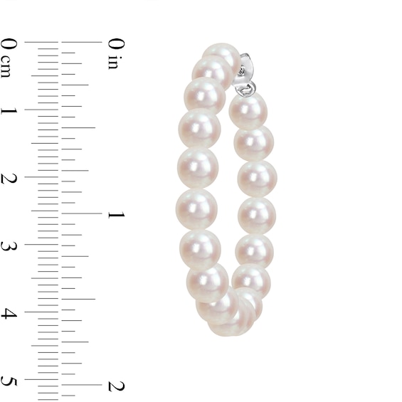 6.0-6.5mm Freshwater Cultured Pearl Hoop Earrings in Sterling Silver