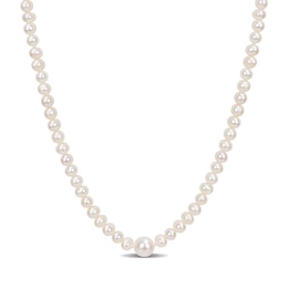 5.0-10.0mm Freshwater Cultured Pearl Station Endless Strand Necklace-100"