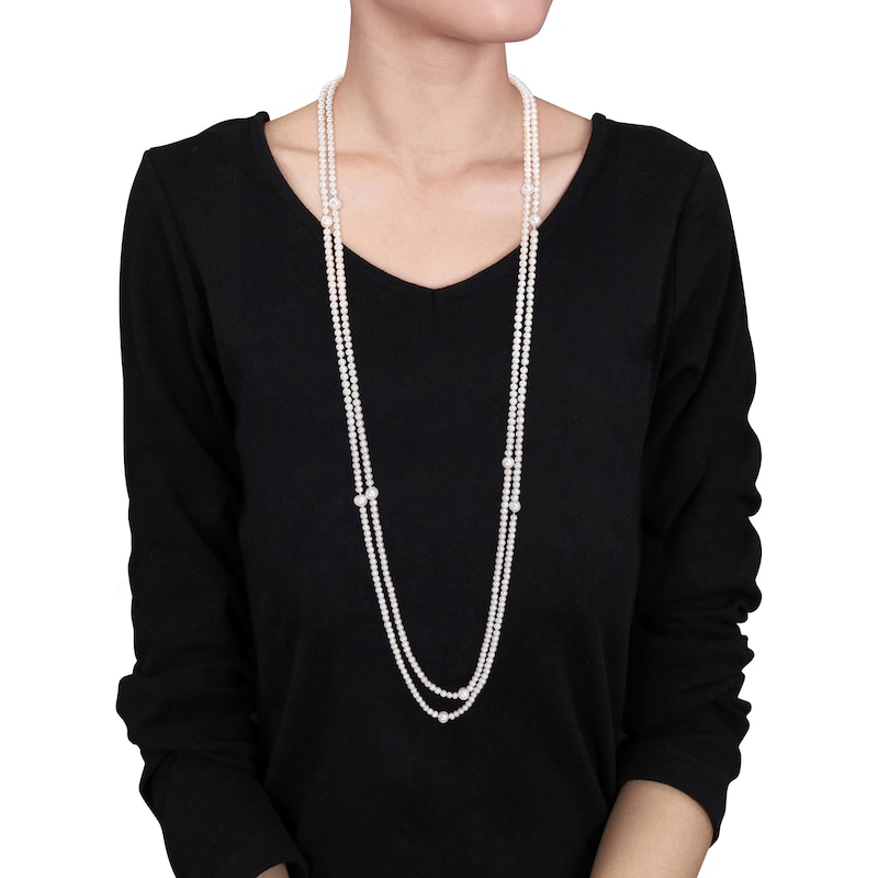 Main Image 2 of 5.0-10.0mm Freshwater Cultured Pearl Station Endless Strand Necklace-100"