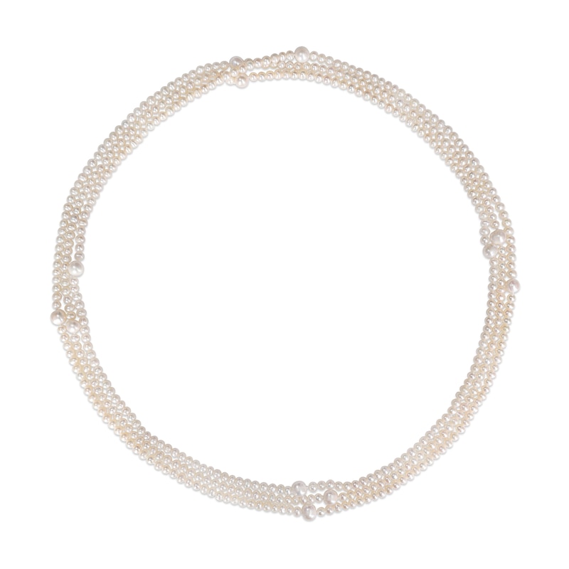 Main Image 3 of 5.0-10.0mm Freshwater Cultured Pearl Station Endless Strand Necklace-100"