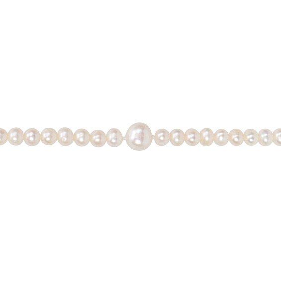 5.0-10.0mm Freshwater Cultured Pearl Station Endless Strand Necklace-100"