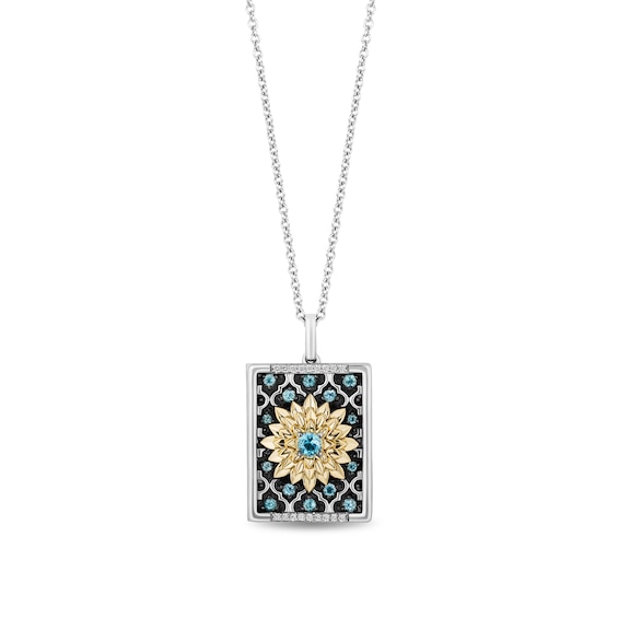 Collector's Edition Enchanted Disney Aladdin 30th Anniversary Topaz and Diamond Locket in Sterling Silver and 10K Gold