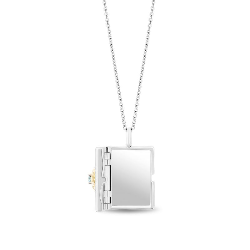 Collector's Edition Enchanted Disney Aladdin 30th Anniversary Topaz and Diamond Locket in Sterling Silver and 10K Gold