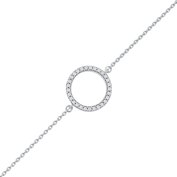 1/10 CT. T.W. Diamond Lined Circle Bracelet in 10K White Gold - 7.25"