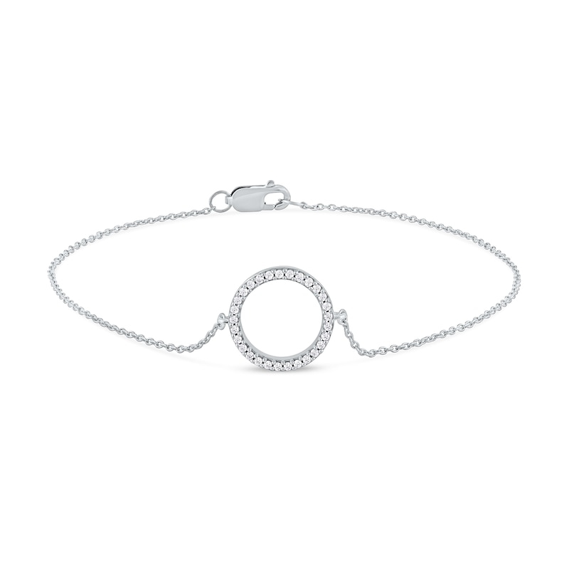 Main Image 2 of 1/10 CT. T.W. Diamond Lined Circle Bracelet in 10K White Gold - 7.25"