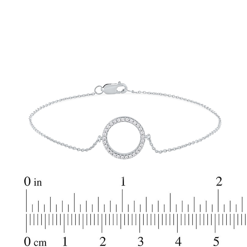 Main Image 4 of 1/10 CT. T.W. Diamond Lined Circle Bracelet in 10K White Gold - 7.25"