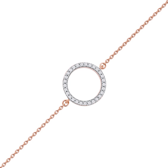 1/10 CT. T.w. Diamond Lined Circle Bracelet In 10K Rose Gold - 7.25