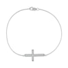 Thumbnail Image 2 of 1/8 CT. T.W. Diamond Sideways Cross Bracelet in 10K White Gold - 7.25"