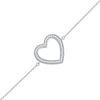 Thumbnail Image 1 of 1/8 CT. T.W. Diamond Lined Heart Bracelet in 10K White Gold - 7.25"