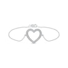 Thumbnail Image 2 of 1/8 CT. T.W. Diamond Lined Heart Bracelet in 10K White Gold - 7.25"