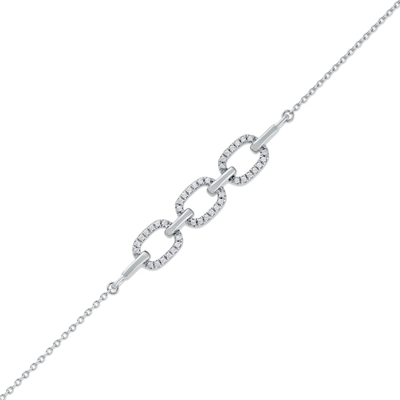 1/8 CT. T.w. Diamond Triple Oval Link Bracelet In 10K White Gold - 7.25