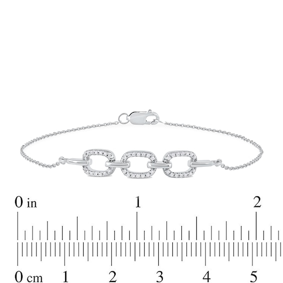 1/8 CT. T.w. Diamond Triple Oval Link Bracelet in 10K White Gold - 7.25"