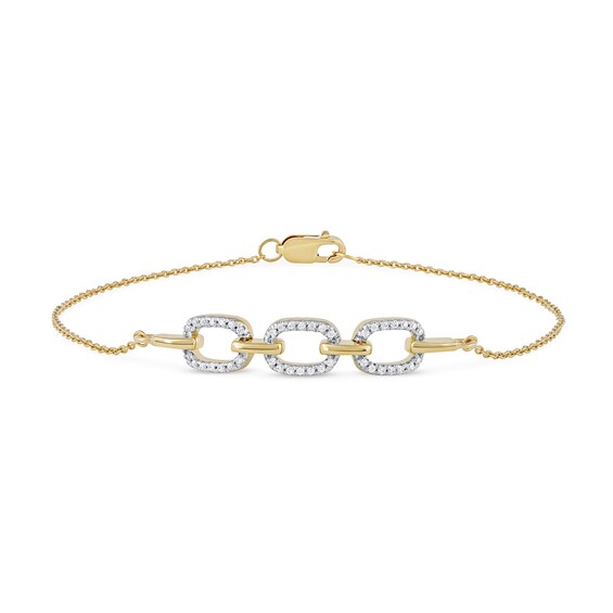 1/8 CT. T.w. Diamond Triple Oval Link Bracelet in 10K Gold - 7.25"