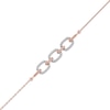 Thumbnail Image 0 of 1/8 CT. T.W. Diamond Triple Oval Link Bracelet in 10K Rose Gold - 7.25"