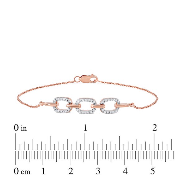 1/8 CT. T.w. Diamond Triple Oval Link Bracelet in 10K Rose Gold - 7.25"