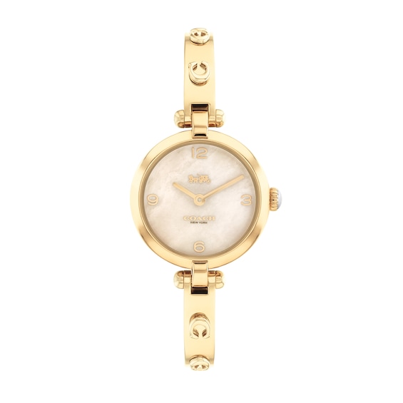 Ladies' Coach Cary Gold-Tone IP Bangle Watch With Gold-Tone Mother-of-Pearl Dial (Model: 14504006)