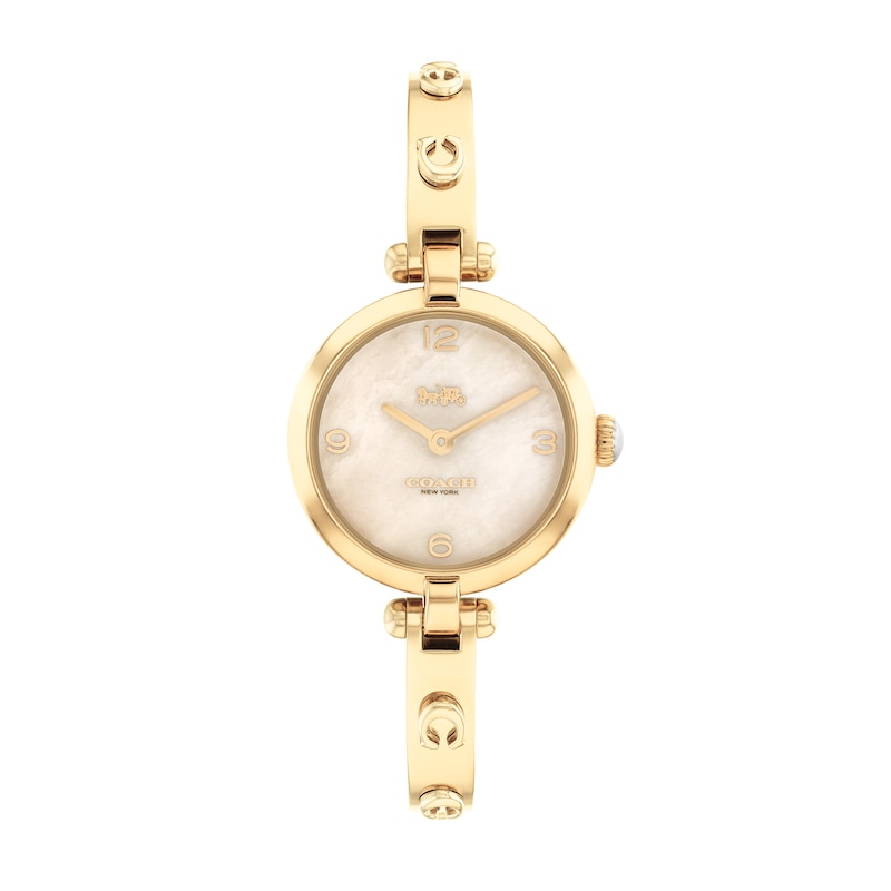 Ladies' Coach Cary Gold-Tone IP Bangle Watch with Gold-Tone Mother-of-Pearl  Dial (Model: 14504006) | Zales
