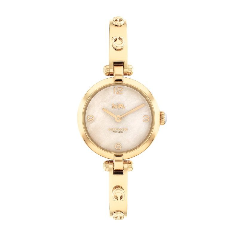 Main Image 1 of Ladies' Coach Cary Gold-Tone IP Bangle Watch with Gold-Tone Mother-of-Pearl Dial (Model: 14504006)