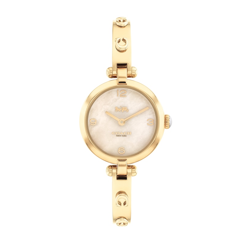 Ladies' Coach Cary Gold-Tone IP Bangle Watch with Gold-Tone Mother-of-Pearl Dial (Model: 14504006)