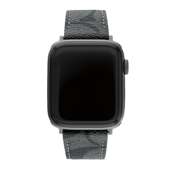 Men's Coach Apple Straps Interchangeable Black IP Leather Replacement Band Smart Watch Attachment (Model: 14700044)