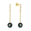 Thumbnail Image 0 of 9.0mm Black Cultured Tahitian Pearl and 1/5 CT. T.W. Diamond Graduated Drop Earrings in 10K Gold