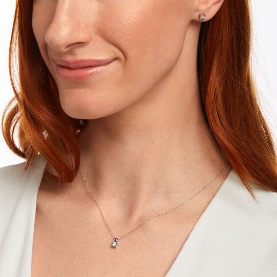 1/3 CT. T.w. Diamond Solitaire Pendant and Stud Earrings Set in Sterling Silver (J/I3)