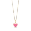 Thumbnail Image 1 of Child's Pink Enamel Heart Pendant in 14K Gold – 15"