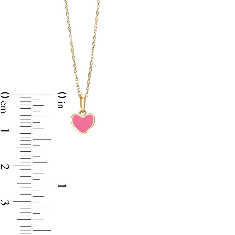 Main Image 2 of Child's Pink Enamel Heart Pendant in 14K Gold – 15"