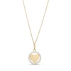 Thumbnail Image 1 of Child's Cubic Zirconia Frame Open Circle with Heart Pendant in 14K Gold – 15"