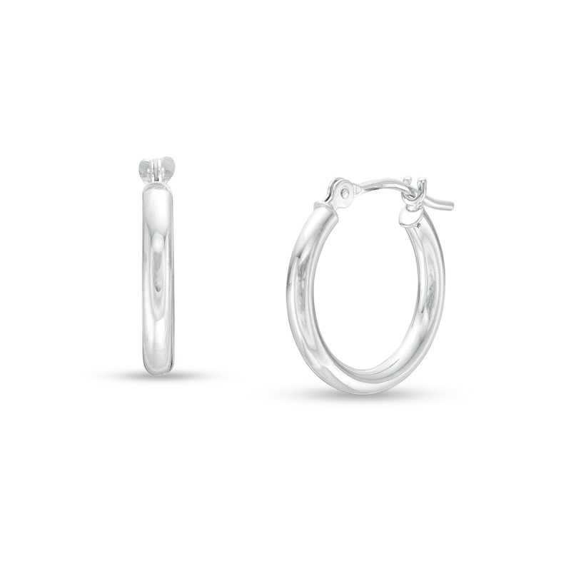 Child's 6.0mm Tube Hoop Earrings in 14K White Gold