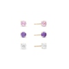 Thumbnail Image 1 of Child's 4.0mm Pink, White and Purple Cubic Zirconia Three Piece Stud Earrings Set in 14K Gold