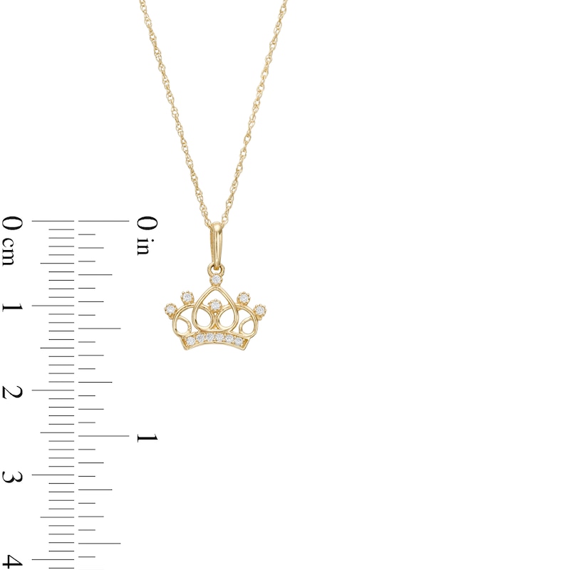 Child's Cubic Zirconia Crown Pendant in 14K Gold – 15"