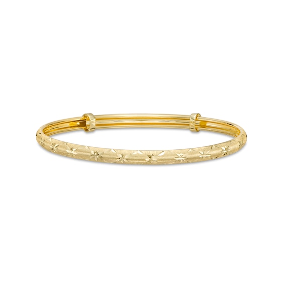 Child's Diamond-Cut Flower Bangle in 14K Gold