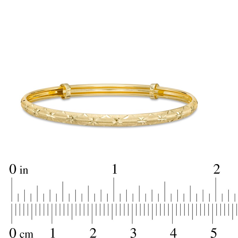 Child's Diamond-Cut Flower Bangle in 14K Gold