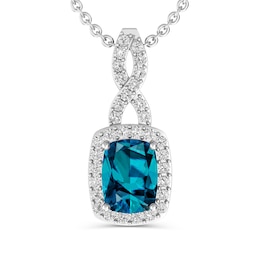 Elongated Cushion-Cut London Blue and White Topaz Pendant (3 Stones)