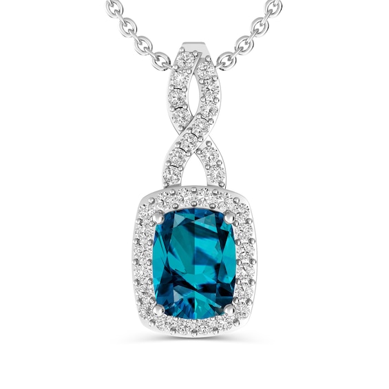 Elongated Cushion-Cut London Blue And White Topaz Pendant (3 Stones)