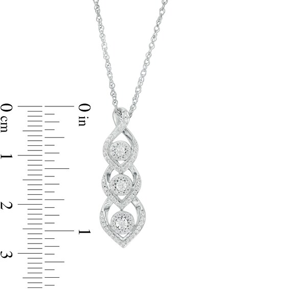 1/4 CT. T.w. Multi-Diamond Graduated Trio Necklace in Sterling Silver