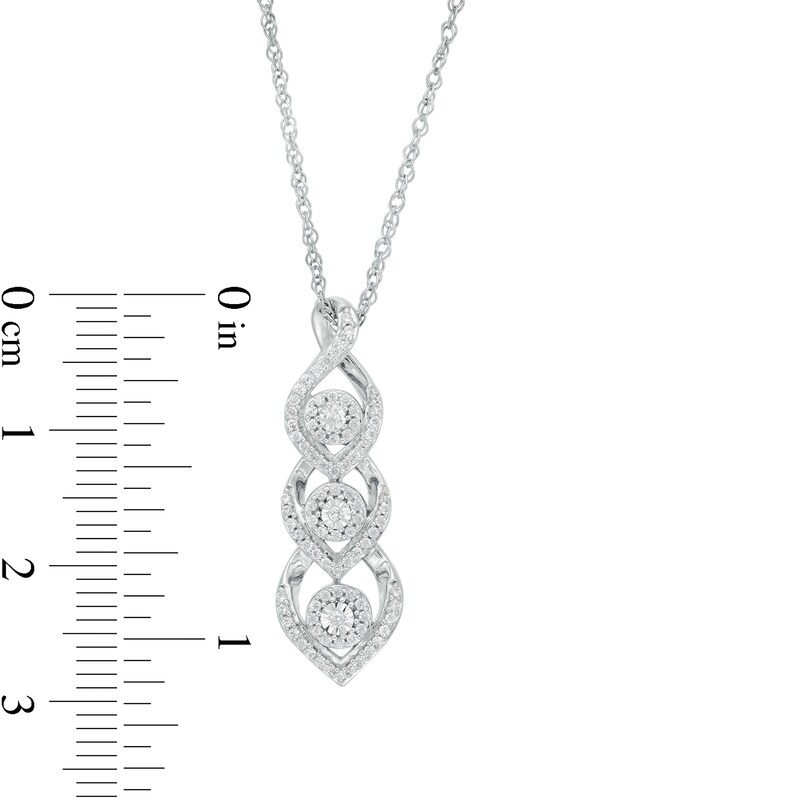 Main Image 3 of 1/4 CT. T.W. Multi-Diamond Graduated Trio Necklace in Sterling Silver