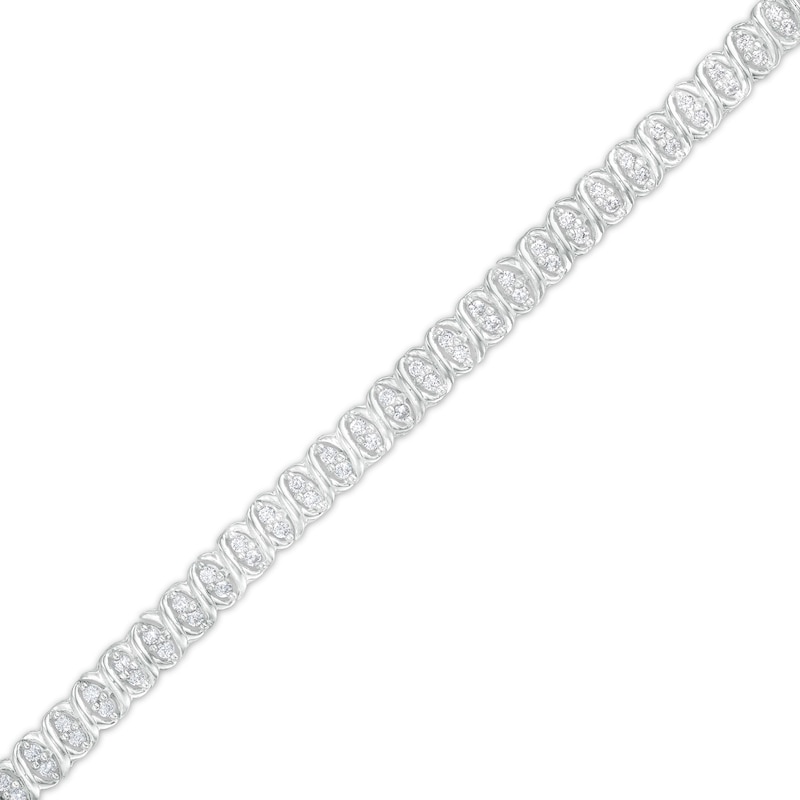 Main Image 1 of 1 CT. T.W. Diamond Alternating "XO" Line Bracelet in 10K White Gold – 7.25"