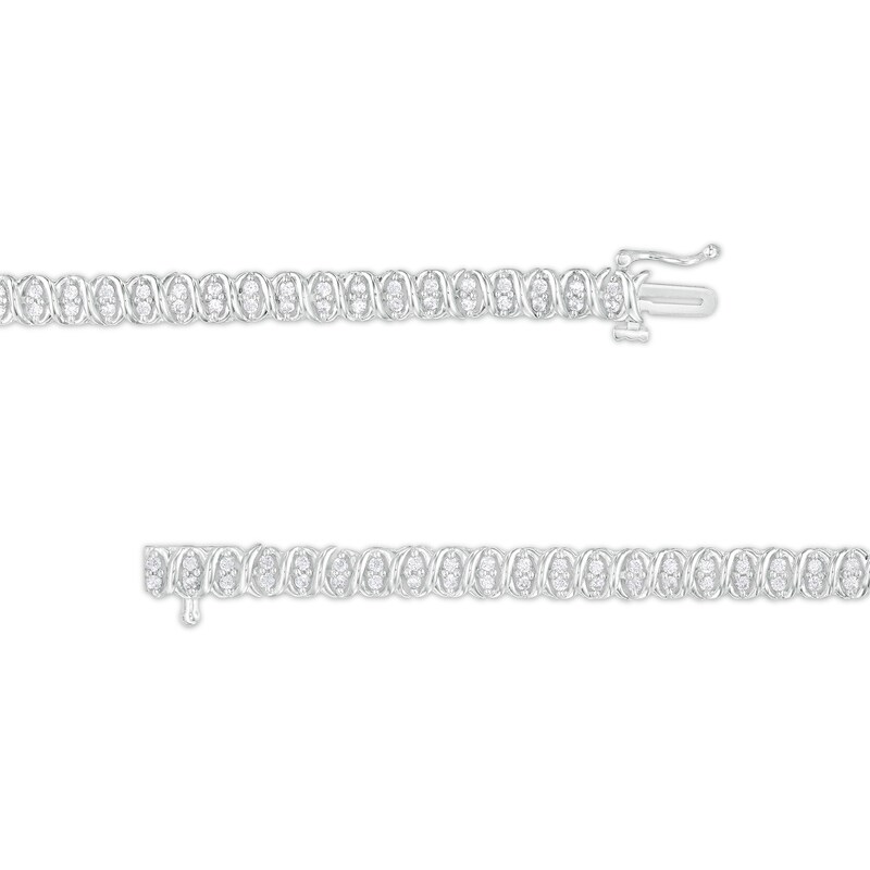 Main Image 3 of 1 CT. T.W. Diamond Alternating "XO" Line Bracelet in 10K White Gold – 7.25"