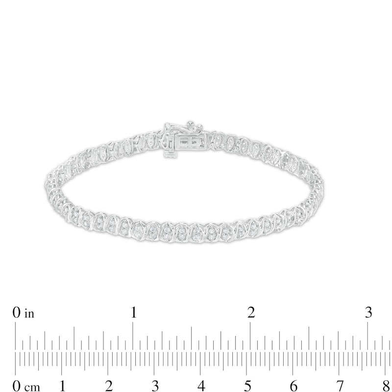 Main Image 4 of 1 CT. T.W. Diamond Alternating "XO" Line Bracelet in 10K White Gold – 7.25"