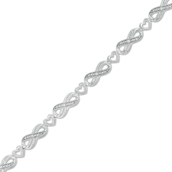 1/20 CT. T.w. Diamond Alternating Infinity Loop and Heart Bracelet in Sterling Silver â 7.25"