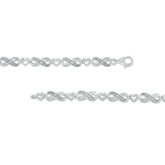 1/20 CT. T.w. Diamond Alternating Infinity Loop and Heart Bracelet in Sterling Silver â 7.25"